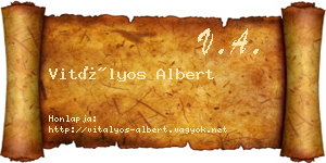 Vitályos Albert névjegykártya